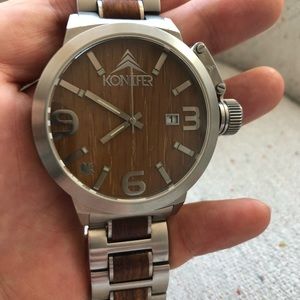 Konifer Karbon Stainless and Zebra Wood Watch
